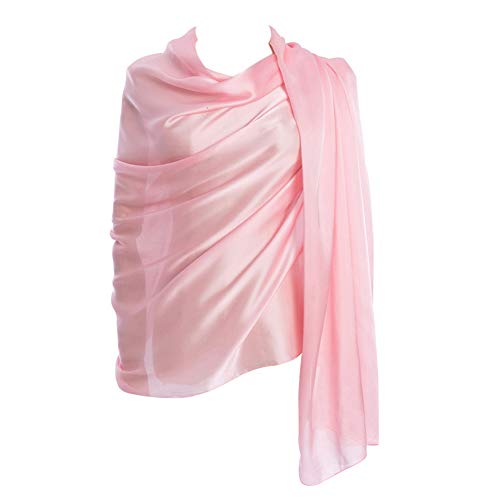 Cyzlann Women s Scarves 100% Silk Long Lightweight Scarfs for Women (light pink)