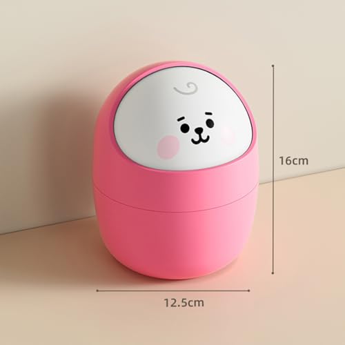 Image of Cortina Corton Design Plastic Small Tabletop Dustbin, Small Waste Bin for Study Table, Office Desk, Bathroom, Kitchen Sink & Washroom (Pink)