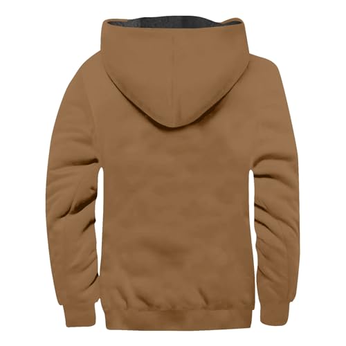 Mens Heavyweight Winter Hoodie Jacket Stylish Zip Up Warm Fleece Sherpa Lined Coats With Pockets, S-8XL2