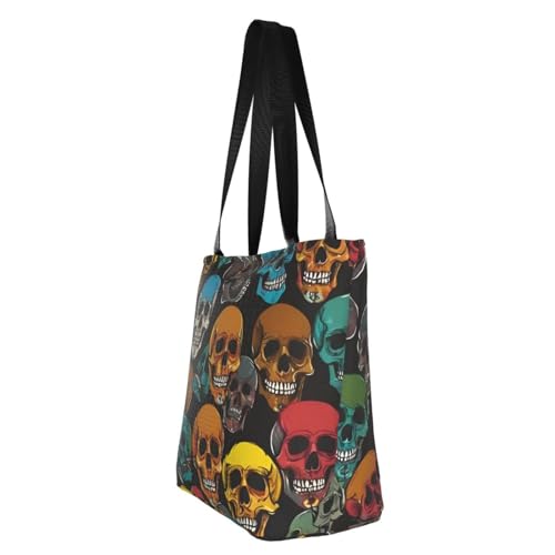 Colorful Sugar Skulls Print Comfortable Shoulder Bag Summer HandbagTravel Beach Work Daily Use Versatile Carry4