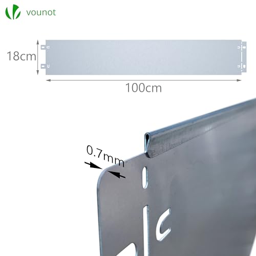 VOUNOT® Rasenkante verzinkt Metall 10m, verzinkt Beeteinfassung Beetumrandung Mähkante, Länge 100cm Höhe 18cm, 10 Stück