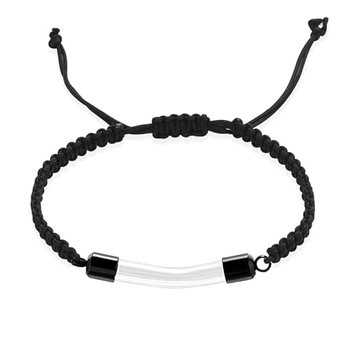 Bracelet de crémation acier pour cendres homme femme noir avec tube en verre