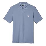 PS Paul Smith Men's Cotton-piqué Zebra Logo Polo Shirt, Greyish Blue, Medium