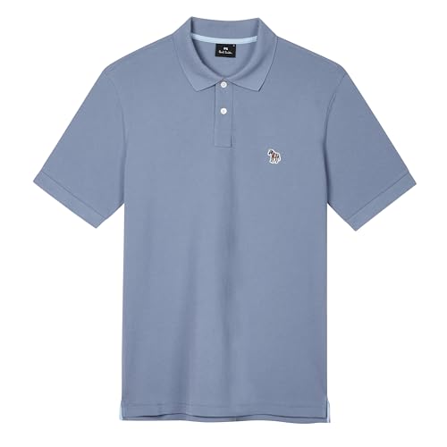 PS Paul Smith Men's Cotton-piqué Zebra Logo Polo Shirt, Greyish Blue, Medium