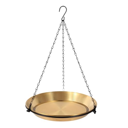 HRAYLTOP Hanging Bird Bath Bird Feeder Bowl with 16.3 inch Iron Hanging Chain Detachable Outdoor Decor for Garden Backyard Patio and Deck - Perfect for Attracting Birds