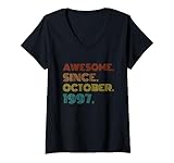 Photo Gallery awesome since october 1997 birthday idea vintage men women maglietta con collo a v Photo Gallery awesome since october 1997 birthday idea vintage men women maglietta con collo a v