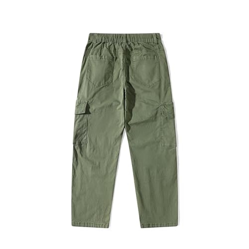 Image of Girls Cargo Pants Wide Leg Streetwear Cute with Pockets Joggers 4-12 Year Army Green