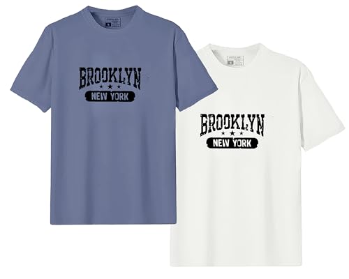 Image of JUGULAR Men's Half Sleeve Cotton Printed Combo Tshirt (Pack of 2)