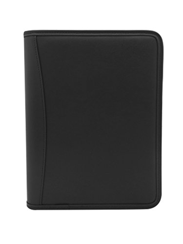 Msp 10.8"X 8.75" Compact Size Black Zipper Padfolio With Red Liner | Smartphone Sleeve, Mini Tablet Holder - (10.8"X 8.75" Black_Red Liner) #TOP2