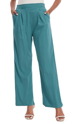 Women's Summer Pull on Soft Pants Back Elastic Waist Ankle Length Slacks4