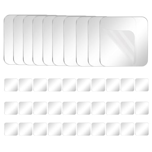 Image of Double Sided Tape Heavy Duty,Clear Nano Tape Square 40 PCS,Removable Mounting Tape for Walls,Waterproof Two Sided Sticky Adhesive Pads Strips,Transparent Wall Tape No Damage Cinta Doble Cara