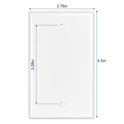 Image of iwillink Blank Device Wall Plate 10-Pack, Electrical Covers for Unused Outlets and Switches, Standard Size Single Gang, 4.50 inch x 2.76 inch, Glossy White