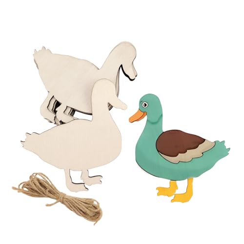 30 Pack 4 Inch Wood Duck Cutouts Unfinished Wood Duck Crafts Wooden Duck Hanging Ornaments DIY Duck Craft Gift Tags for Home Party Decoration
