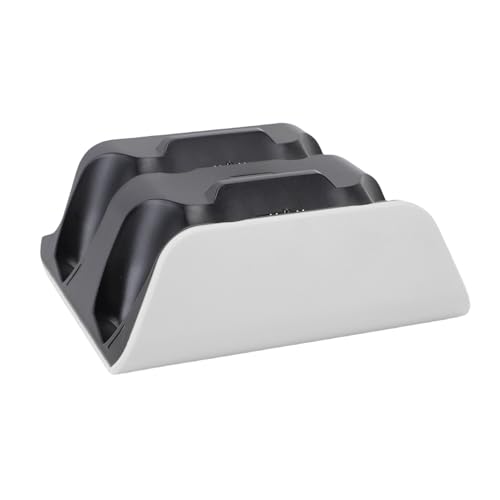 GOWENIC Estación de Carga del Controlador, Base de Carga Doble para Mandos, Múltiples Protectores, Almacenamiento Seguro para el de la Consola de Juegos (Blanco Negro)