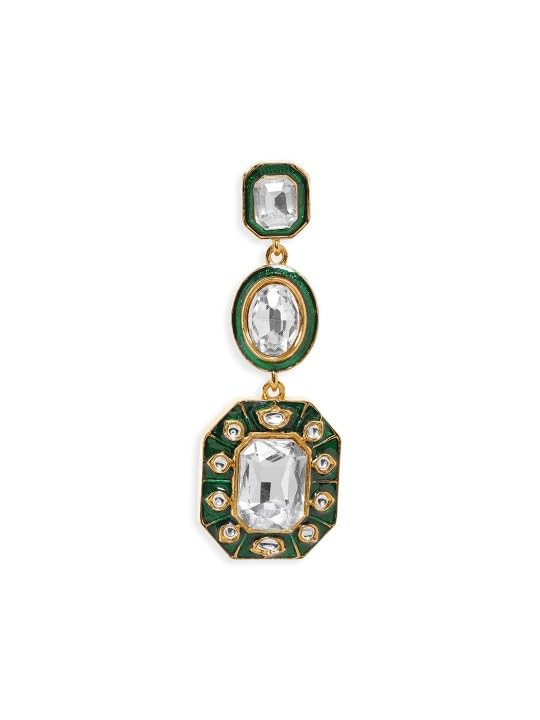 Image of Rubans Drop Earrings American Diamond Crystal Stylish Trendy Jewellery Gift for Women & Girls