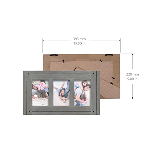Prinz Homestead Gray 3-Opening Collage Picture Frame, Made For 4X6 Photos, Distressed Wood Frame, Two-Way Easel, Wall Or Tabletop Display #TOP3