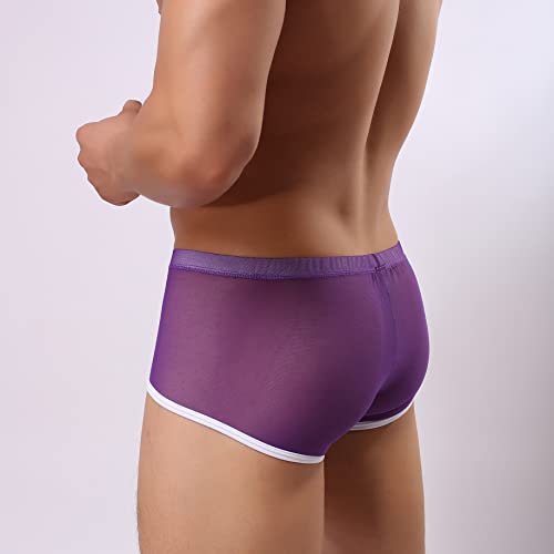 Men's Sexy Translucent Boxer Shorts Comfort Silky Underwear Trunks2