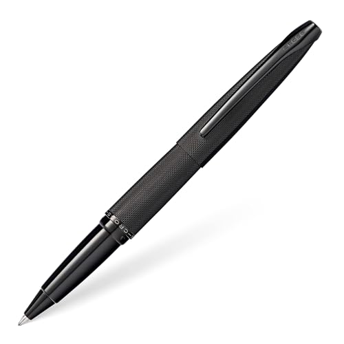 CROSS ATX - Stylo à Bille avec Motif Diamanté Fraisé, Couleur : Noir Brossé