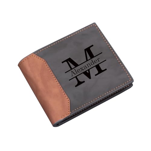 Personalized Wallet, Men's Wallet with Pattern on The Front and Lettering on The Back, Great Gift for Husband, Dad, or Boyfriend