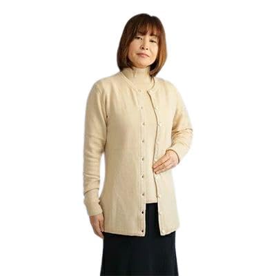 希少ベビーカシミヤ100% 女性 ロングカーディガン L ベージュ 1枚 20403L BE[0914]