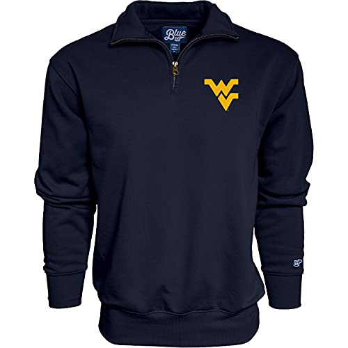 Blue 84 men's quarter zip sweatshirt with WVU icon