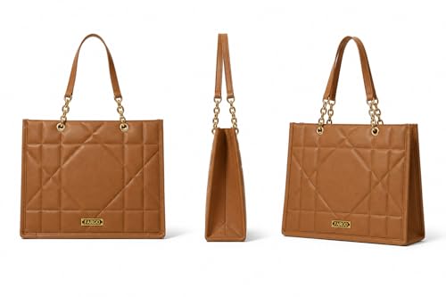 Image of Fargo Matrix Tote Bag for Women | Vegan Leather Handbag with 15-Inch Laptop Compartment, Smooth Zip | Stylish Office, College & Daily Use Tote | Made in India