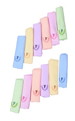 Image of ANTONIA Personalized Cotton Women's Handkerchiefs with Embroidered Initials, Assorted Colours (33 cm x 33 cm)