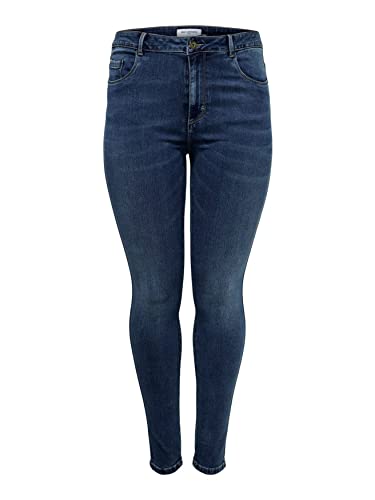 ONLY CARMAKOMA Damen Skinny Jeans Große Größen | High Waist Denim Hose | Übergröße Plus Size Röhrenjeans, Farben:Blau, Größe:44W / 34L Cover