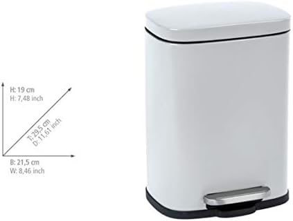 WENKO Leno 23715100 Pedal Bin Easy-Close White - Bin with Soft-Close Mechanism - Steel - 21.5 x 19 x 29.5 cm - Image 5