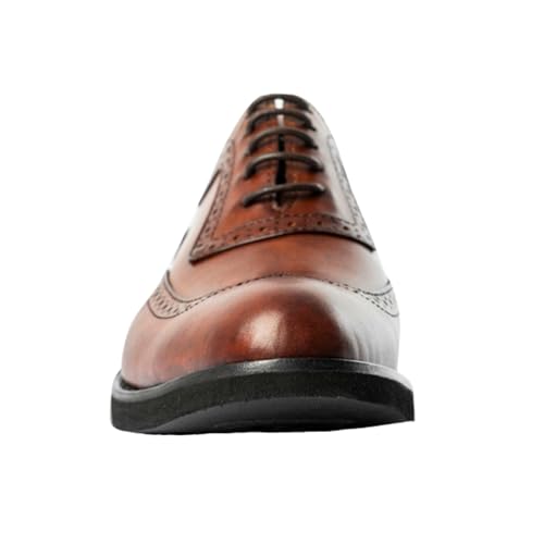 Wing Tip Dress Shoes Men | Genuine Leather Oxford Style Men's Dress Shoes Lace Up Comfortable Rubber Sole