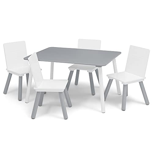 Image of Delta Children Kids Table and Chair Set (4 Chairs Included) - Ideal for Arts & Crafts, Snack Time, Homeschooling, Homework & More, Grey /White