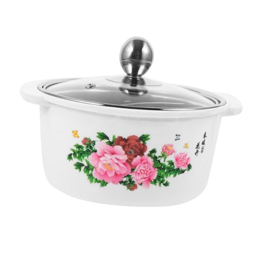 Ciieeo 1set Stainless Steel Soup Pot with Lid Single Serving Hot Pot for Induction Cookers Transparent Cover for Monitoring -scald Design for Use