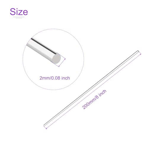 Image of DMiotech 4 Pack 2mm x 8 Inch Acrylic Round Rod Solid Plastic PMMA Bar Stick for DIY Crafts Clear