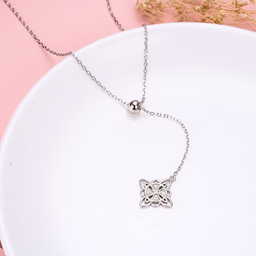 FLYOW 925 Sterling Silver Good Luck Irish Jewelry Celtic Knot Pendant Necklace for Women Birthday Graduation Gift4