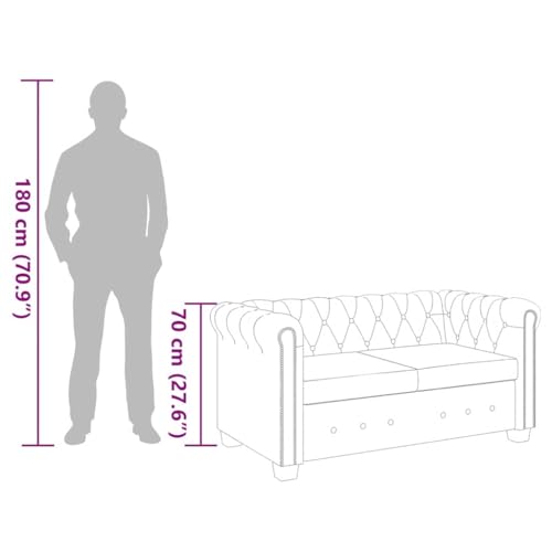 vidaXL Chesterfield Sofa Couch 2-Sitzer Kunstleder Garnitur Wohnmöbel Büromöbel