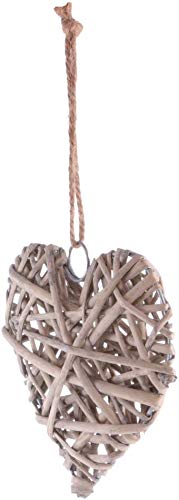 Inzopo Corona de mimbre estilo shabby chic redondo, corazón y estrella para colgar en la pared, boda, fiesta, decoración para colgar en la pared, diseño de corazón