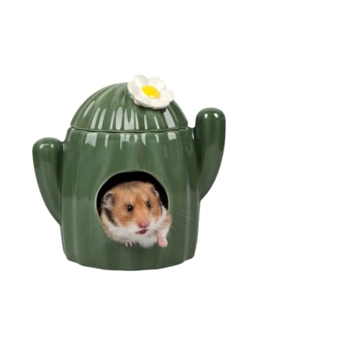 ケージ内装 小動物用 ハムスター 水飲み 台座 食器 ハウス 餌入れ 安定 陶器 ボウル 給水ボトル おしゃれ サボテン型 可愛い おもちゃ ペット用 巣 家 休憩所 アクセサリー 付属品 暑さ対策 ストレス解消 水漏れ防止 サボテン台座 (グリーン)