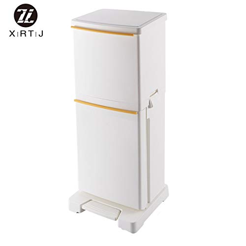 N / A - Papelera de reciclaje para cocina, diseño vertical doble de reciclaje para frutas y verduras, pericarpo, jardín, 48 litros (color: blanco)