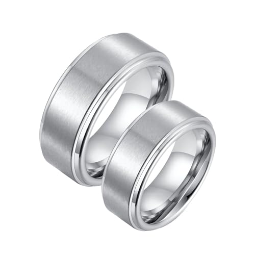 Bague tungstène 8mm mat brossé : anneau homme femme hypoallergénique