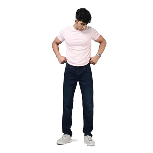Image of WROGN Men's Stretch Denim Jeans | Straight Fit | Casual Style | Mid Rise