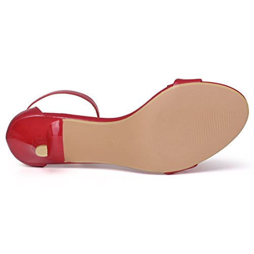 Allegra K Allegra K Women's Ankle Strap Red Kitten Heel Sandals - 6 M US