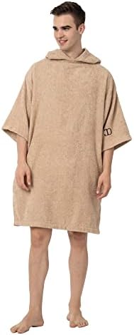 John Dann 100 Percent Combed Cotton Adult Hooded Ponchos . Hood Poncho Towel for Beach, Swimming, Surfing (L-XL, Grey) (JD-BR-001)