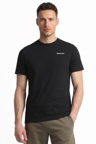Image of Reebok Men's 100% Cotton Casual T-Shirt - Pure Cotton Soft Breathable Regular Fit Half Sleeve Tee for Men | Round Neck Tshirt for Men Cotton Tshirt