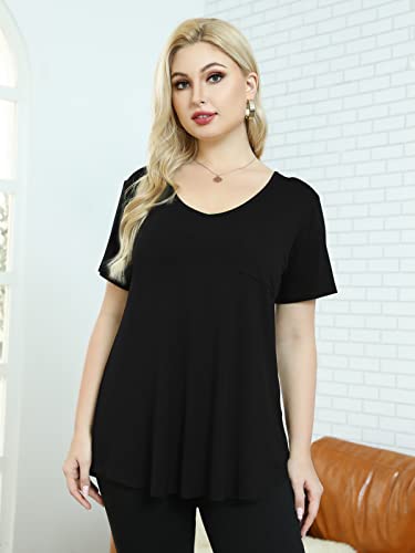 BELAROI Women Plus Size V-Neck Tunic Tops Loose T Shirt with Pocket4