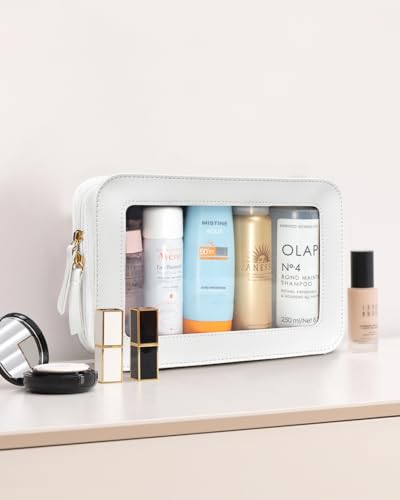Image of LETGO Clear Toiletry Bag,Portable Travel Makeup Pouch with Zipper, TSA Approved Organizer Sunscreen Bag Clear Makeup Toiletry Pouch Beach Vacation Essentials for Women Teen Girls (White)