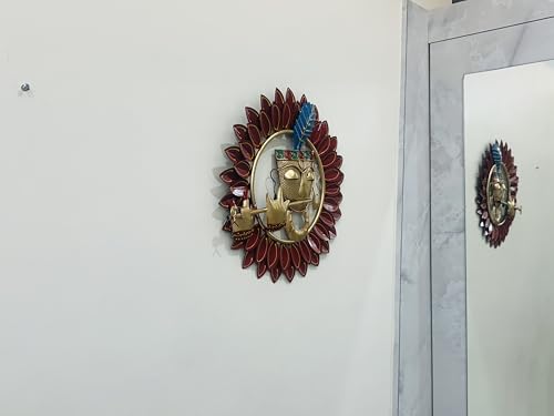 Image of Framing Hub Metal Krishna Playing Basuri Wall Decor Frame Wall sculpture Wall Art For Living room, Pooja Room Drwaing Room & Bedroom