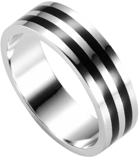 Rings For Men Double Black Stripes Ring-image-28