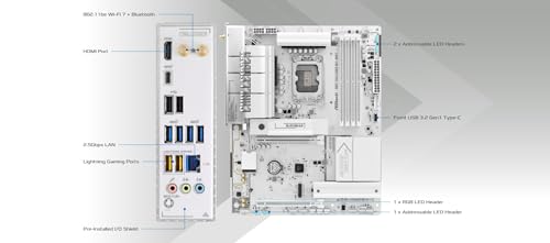 Image of ASRock B860 Challenger WiFi White LGA1851 ATX Motherboard, Supports Intel Core Ultra Series 2 Processors, DDR5 8666+(OC), PCIe 5.0, WiFi 7, 2.5G LAN