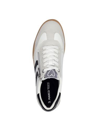 MARCO TOZZI Damen Sneaker flach mit, Weiß (White/Black), 38 EU – Ansicht 2