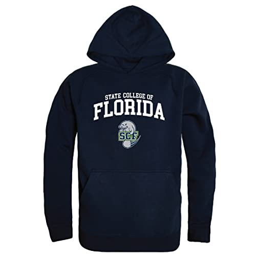 W Republic State College of Florida Manatee Seal Hoodie Sweatshirts - Navy, Large